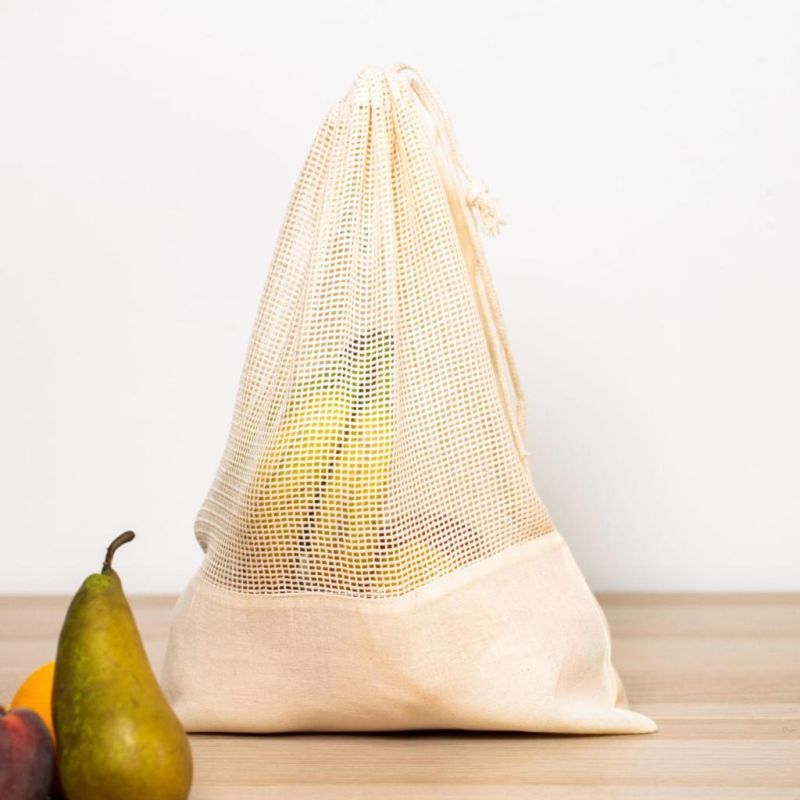 Sac de rangement filet avec cordelette, 100% coton BIO, 80 g/m²