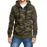 Sweat-shirt à capuche zippée camouflage en coton, cordon noir, 230 g/m²