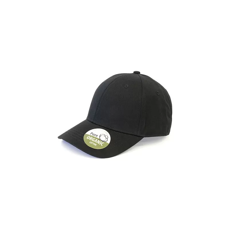 Casquette 6 panneaux en coton biologique, fermeture velcro, 275 g/m²