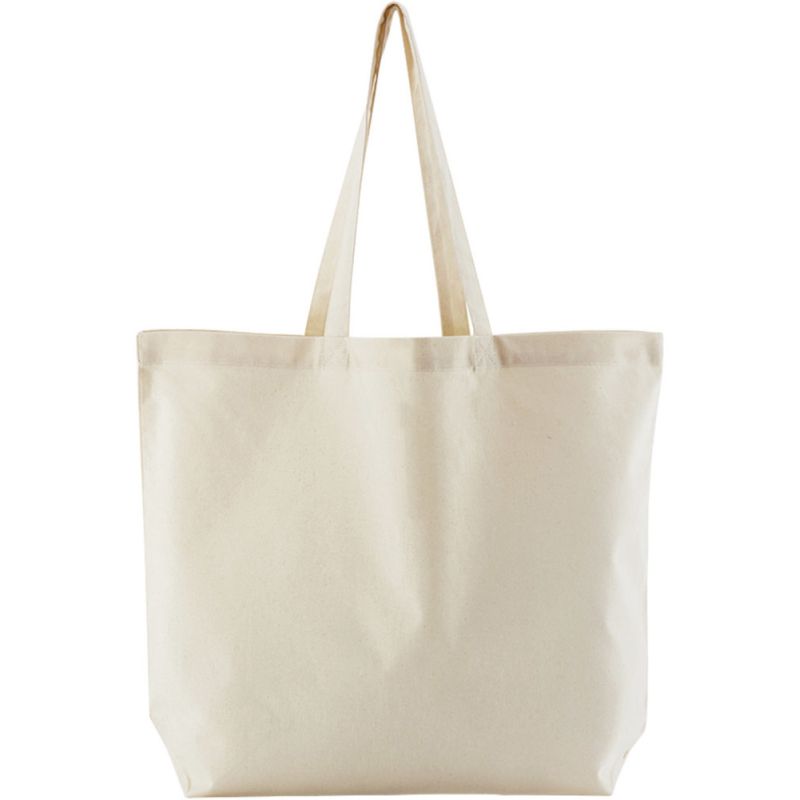 Maxi sac shopping en coton organique avec soufflet, 140 g/m²