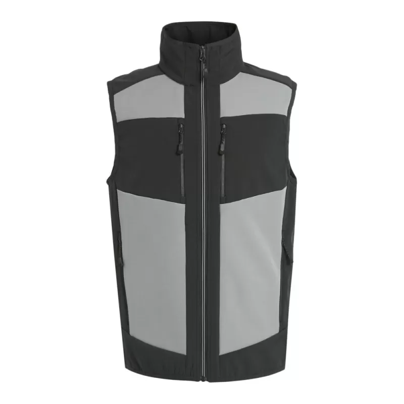 Bodywarmer bicolore softshell polyester recyclé, coupe-vent, déperlant, 260 g/m²