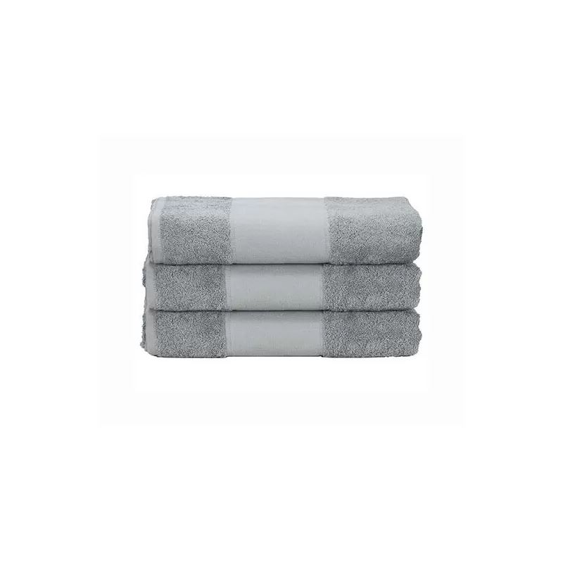 Serviette de toilette en coton uni avec bordure imprimable, format 50 x 100 cm, 450 g/m²