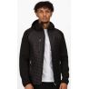 Blouson bi-matière, capuche extensible, poche poitrine, finition DWR