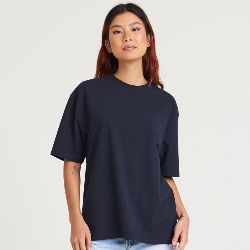 Tee-shirt ample en coton recyclé sans étiquette de marque, 220 g/m²