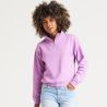 Sweat court col zippé femme, coupe féminine, col cheminée, 280 g/m²