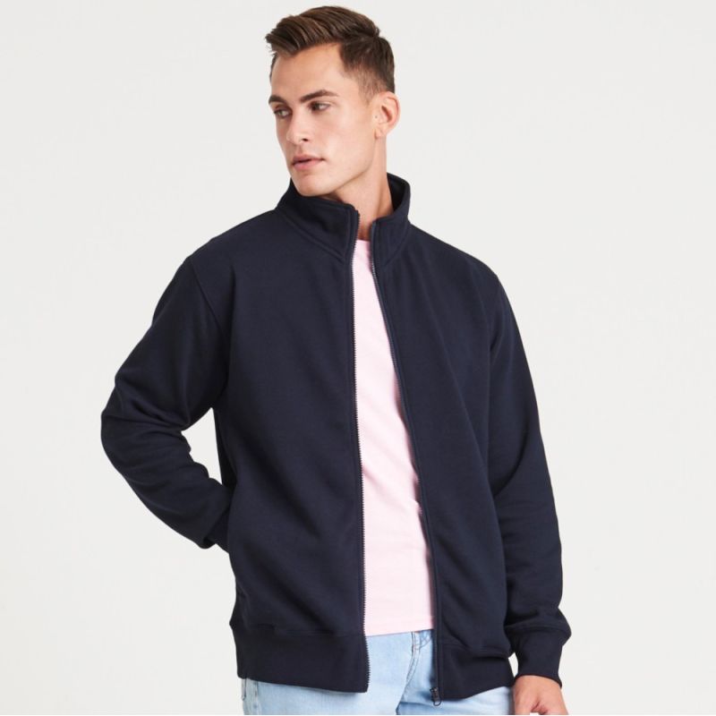 Sweat zippé unisexe sans capuche, fermeture zippée YKK, 330 g/m²