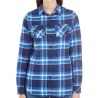 Chemise femme flanelle à carreaux en coton, manches à retrousser, 180 g/m²