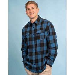 Chemise homme en flanelle à carreaux en coton, manches à retrousser, 180 g/m²