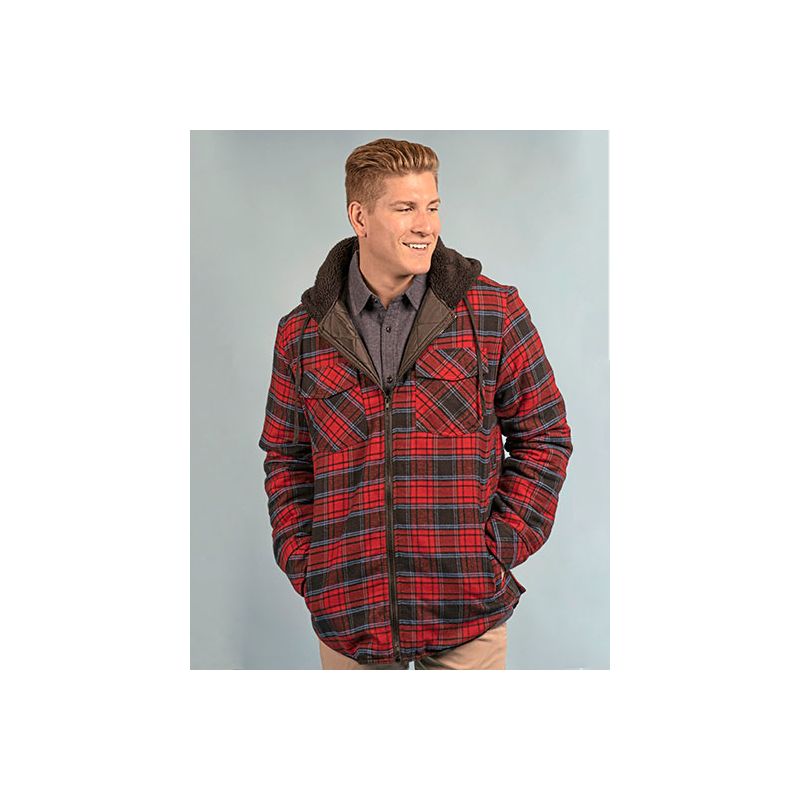 Veste sweat en flanelle à carreaux avec capuche doublée en sherpa, 260 g/m²