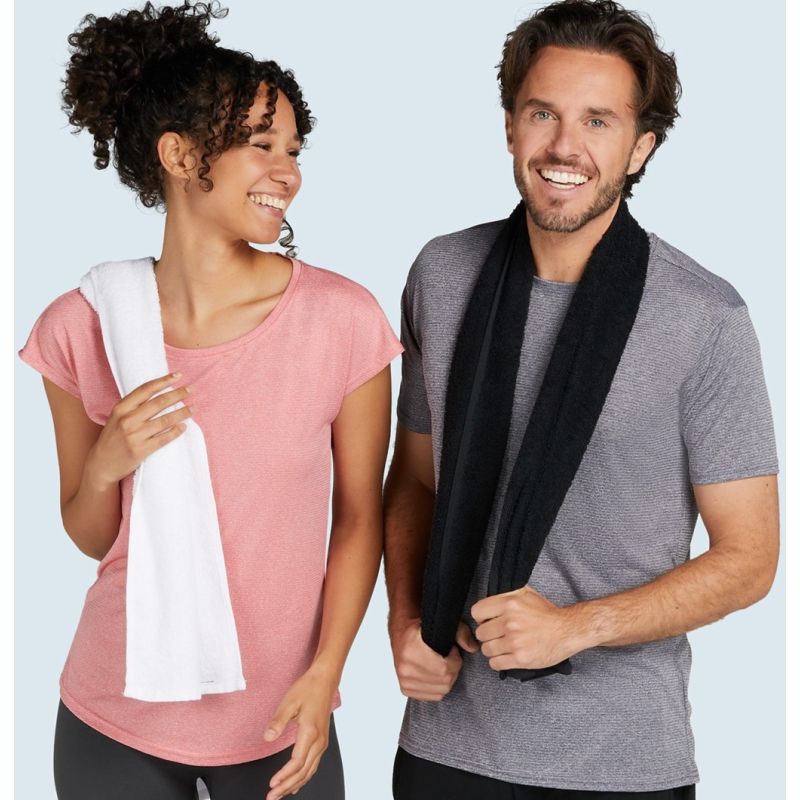 Serviette de sport avec 2 attaches en coton peigné, 420 g/m²