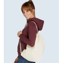 Sac à dos ficelle en coton, bretelle servant de lien coulissant, 140 g/m²