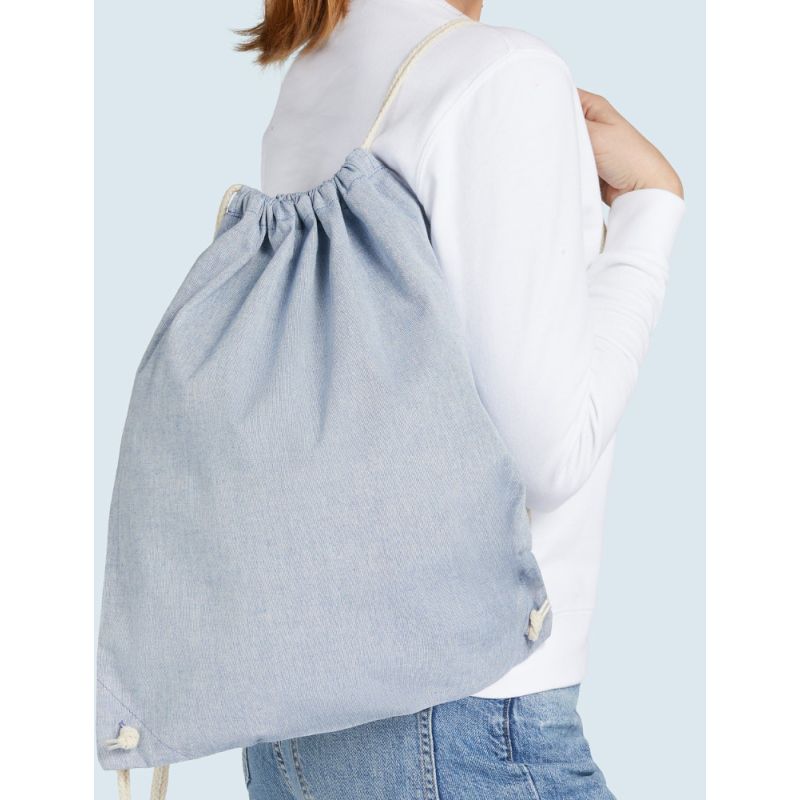 Sac à dos ficelle en coton et polyester recyclés, 140 g/m²