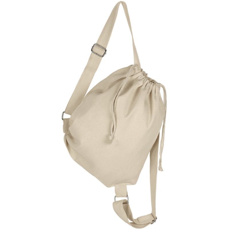 Sac à dos en toile de coton canvas, bretelles réglables et cordon de serrage, 280 g/m²