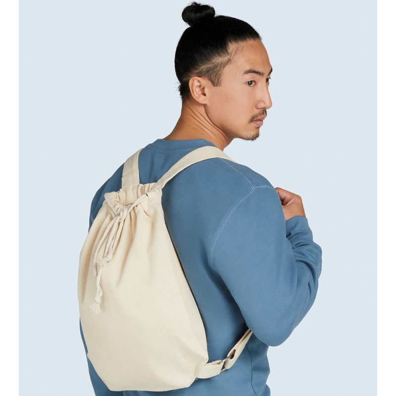 Sac à dos en toile de coton canvas, bretelles réglables et cordon de serrage, 280 g/m²