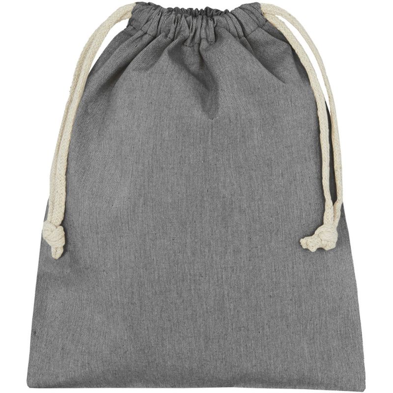 Sac de rangement, pochon en polycoton recyclé, doubles cordelettes, 140 g/m²