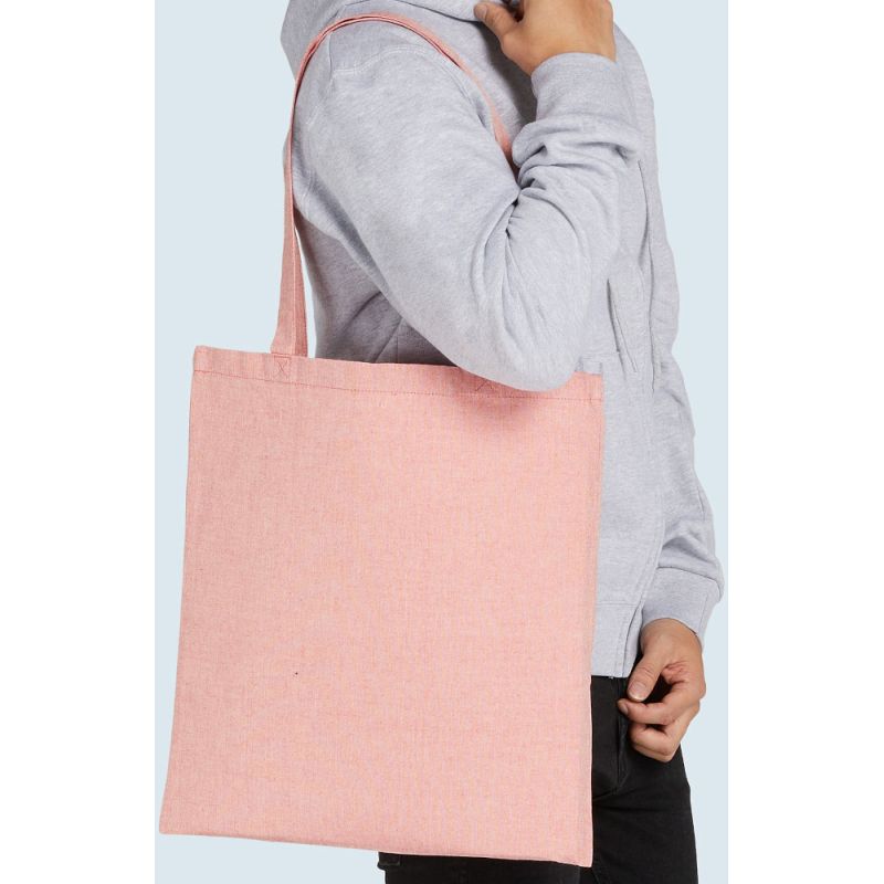 Tote bag anses longues en coton et polyester recyclés, 140 g/m²