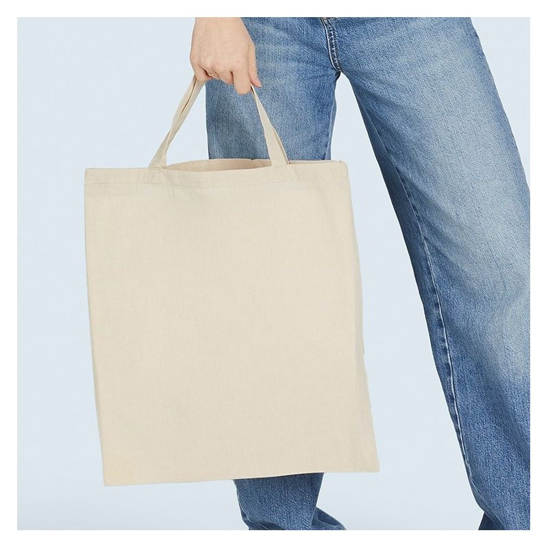 Tote bag anses courtes en coton et polyester recyclés, 140 g/m²