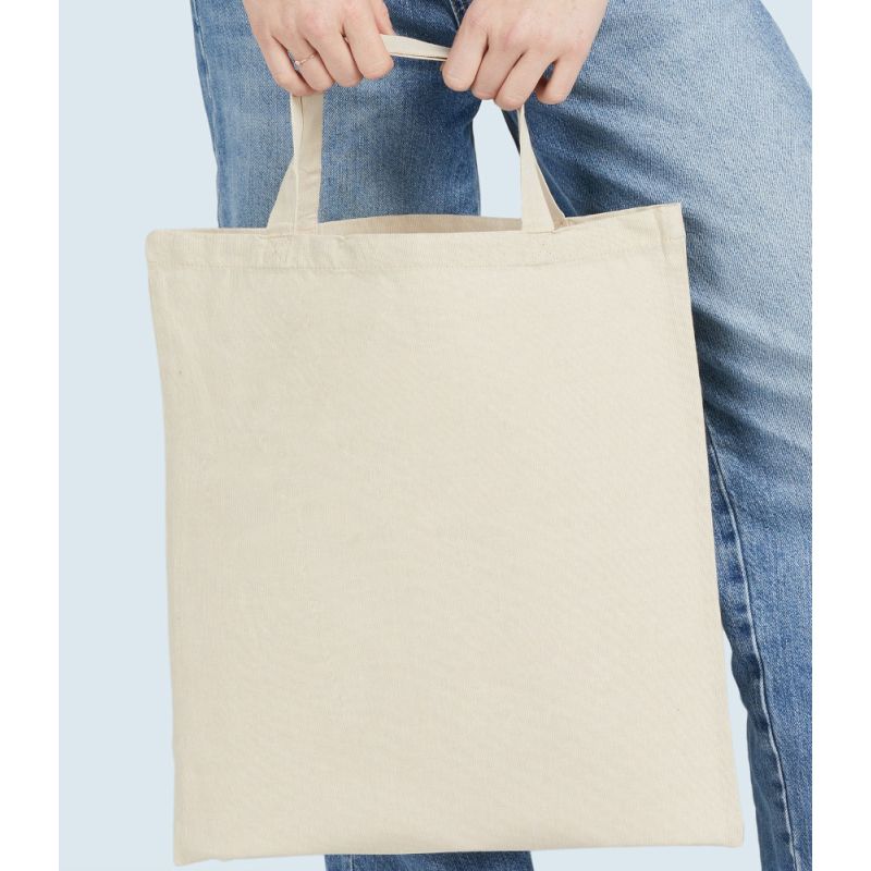 Tote bag anses courtes en coton et polyester recyclés, 140 g/m²