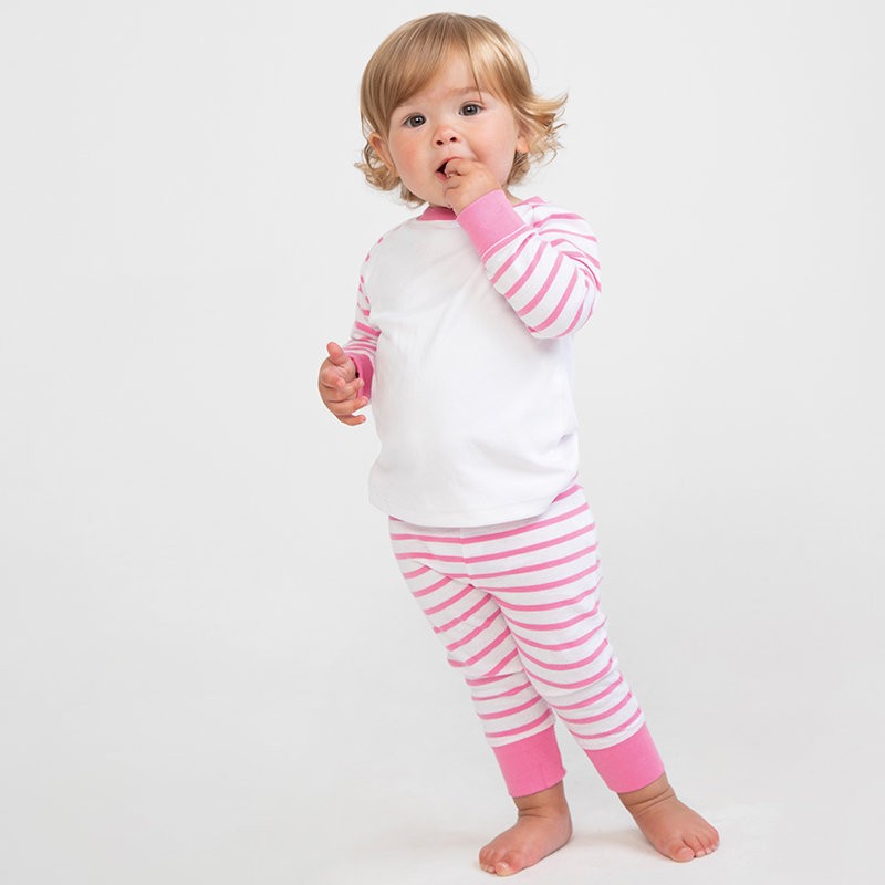 Pyjama Bebe Raye A Manches Longues Raglan En Coton Jersey