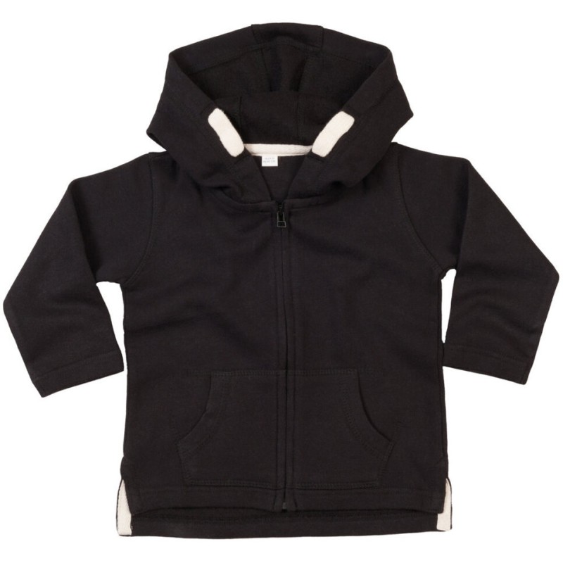 Sweat-shirt bébé à capuche doux, étiquette détachable, 250 g/m²