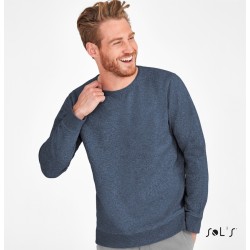 Sweat-shirt set-in en molleton gratté avec col rond pointe, 280 g/m²