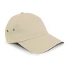 Casquette 5 panneaux profil bas à liseré contrasté en coton, 225 g/m²