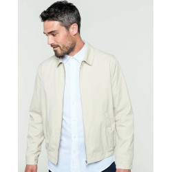 Blouson Harrington en coton canvas et zip en métal, col chemise