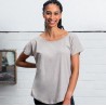 T-shirt femme à manches courtes au col large en coton, 125 g/m²