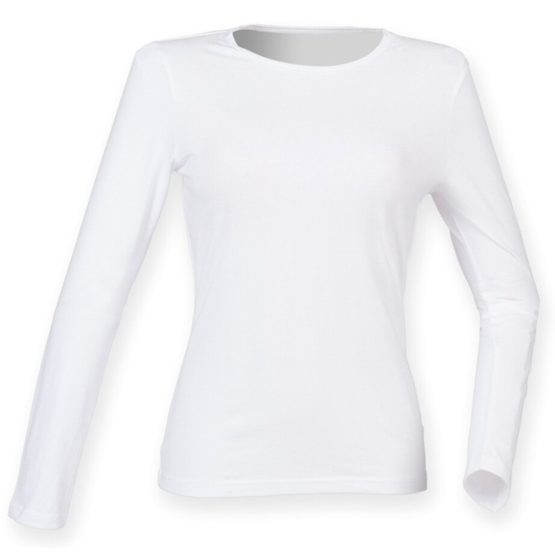 Tee-shirt stretch femme manches longues doux et moderne, 165 g/m²