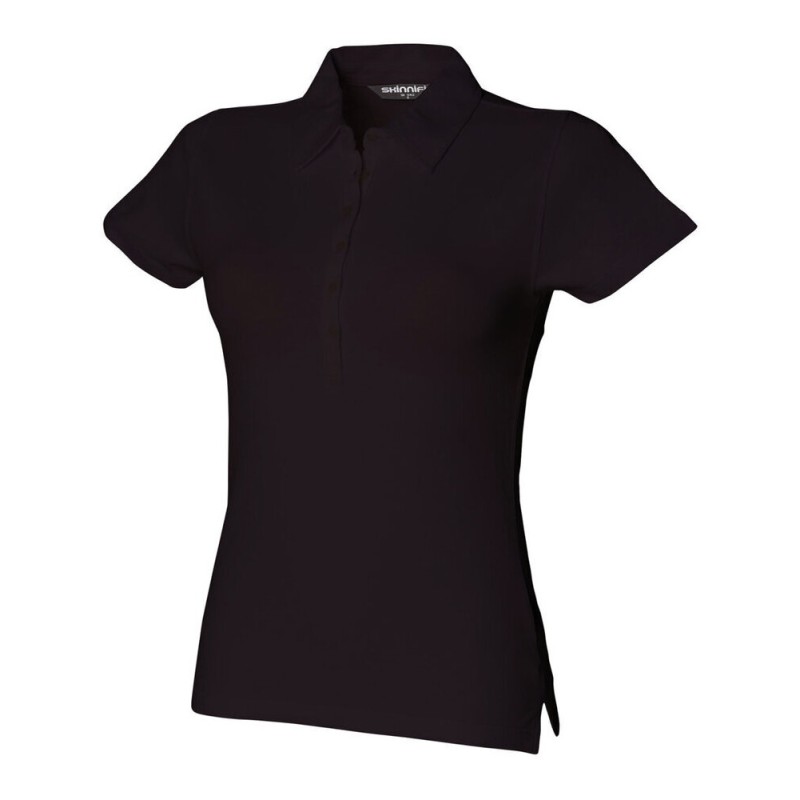 Polo micro-piqué femme stretch manches courtes ajusté et moderne, 200 g/m²