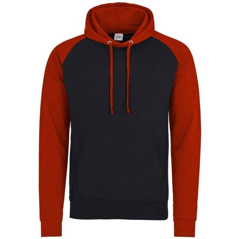 Sweat baseball Hoodie à capuche, manches raglan contrastées, 280 g/m²