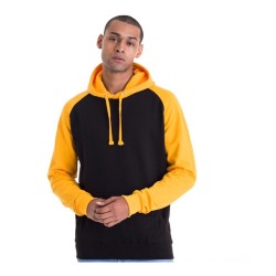 Sweat baseball Hoodie à capuche, manches raglan contrastées, 280 g/m²