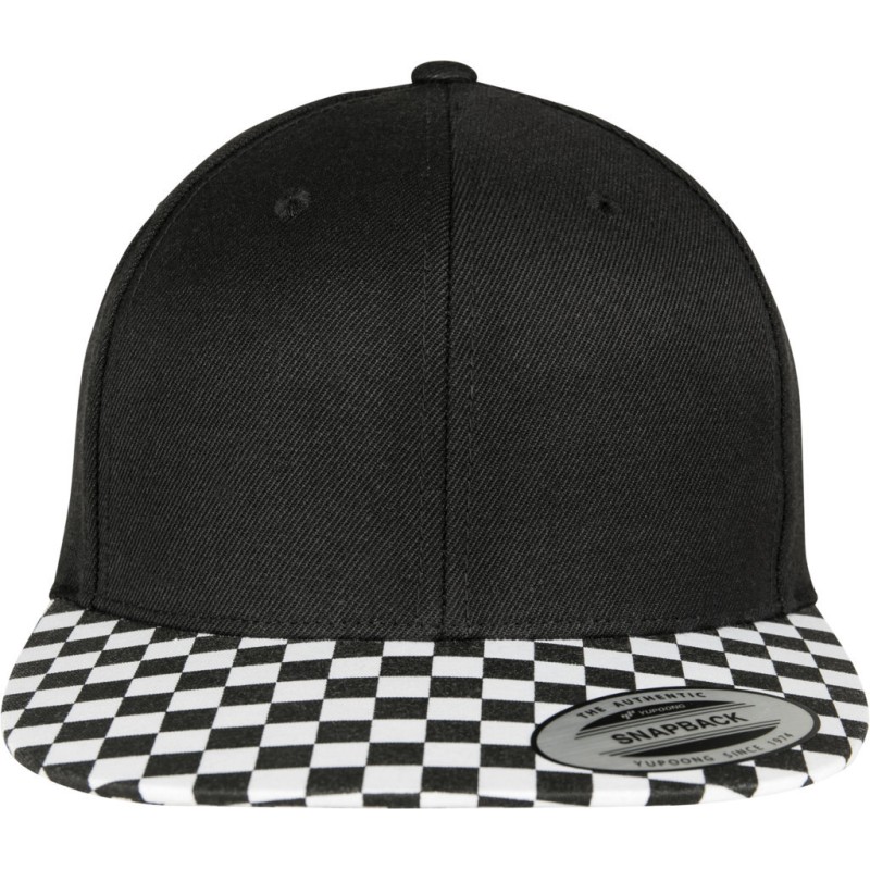 Casquette snapback 6 panneaux, visière en damier