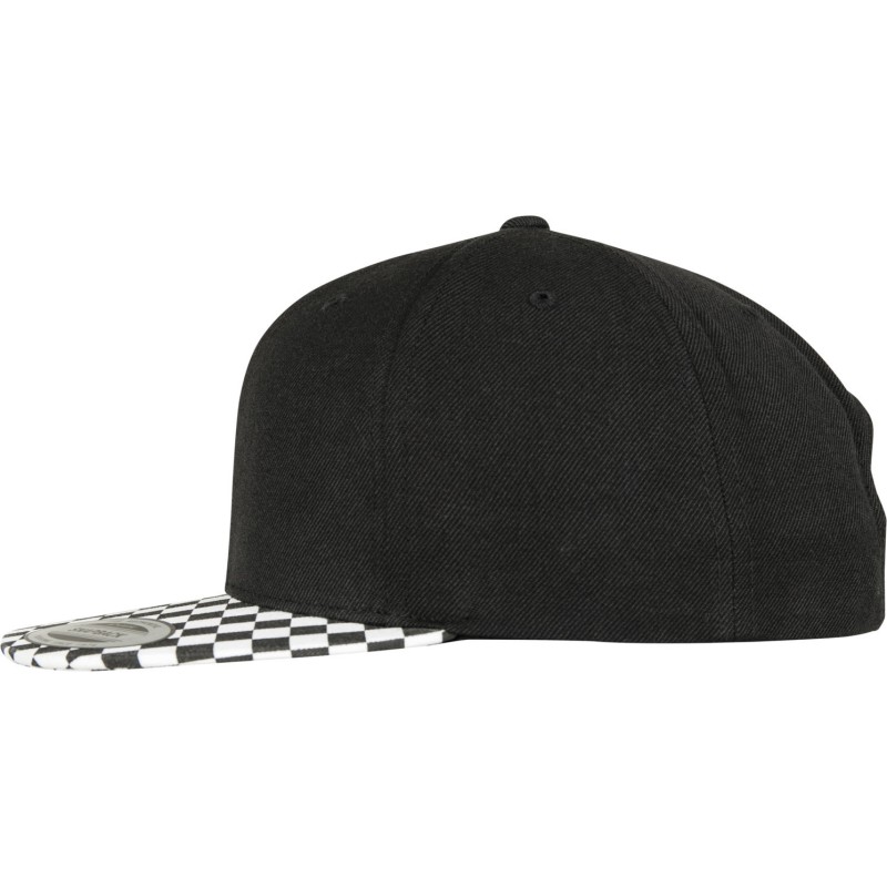 Casquette snapback 6 panneaux, visière en damier